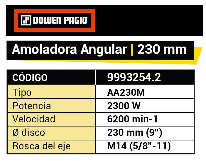 Amoladora Angular 230mm 2300W Intensivo - Dowen Pagio