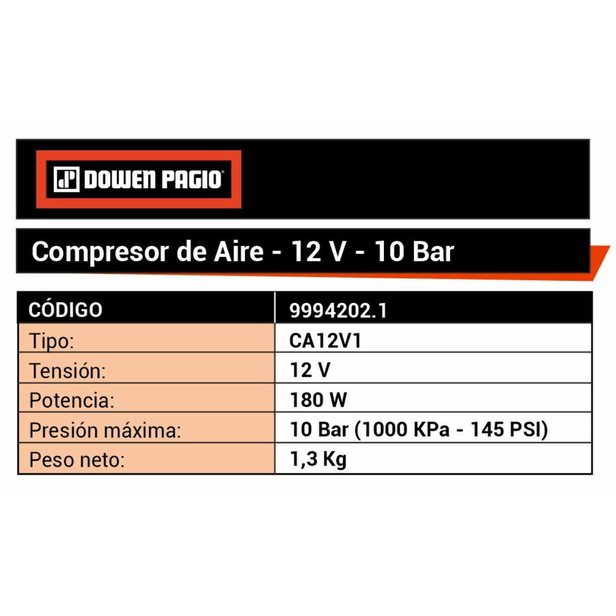 Compresor De Aire 12V 180W - Dowen Pagio