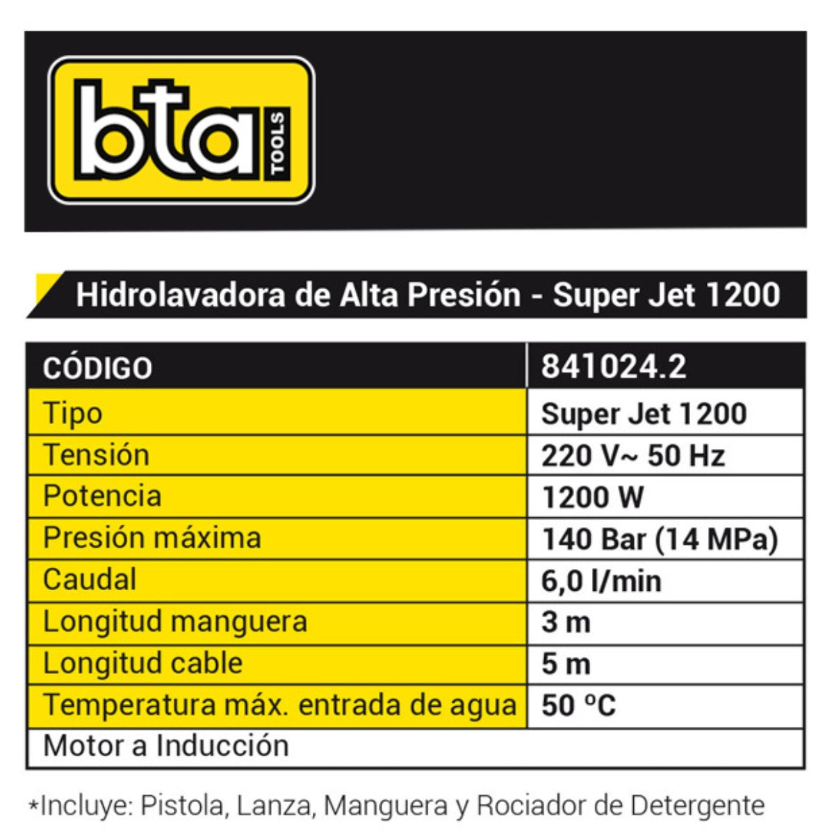Hidrolavadora Super Jet 1200 140Bar - BTA