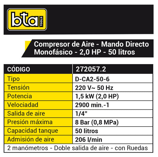 Compresor 50L 2Hp - BTA