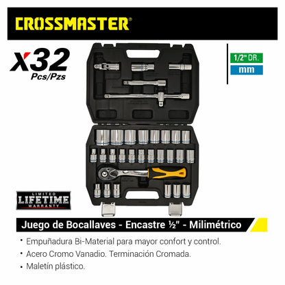 Juego Bocallave 32 Pcs 1/2 - Crossmaster