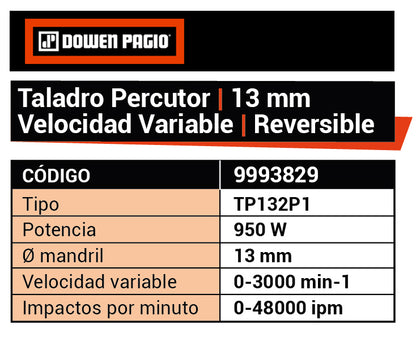 Taladro Percutor 13mm 950W Vel. Variable - Dowen Pagio