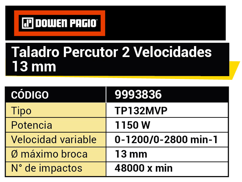 Taladro Percutor 13mm 1150W Intensivo Magnum - Dowen Pagio