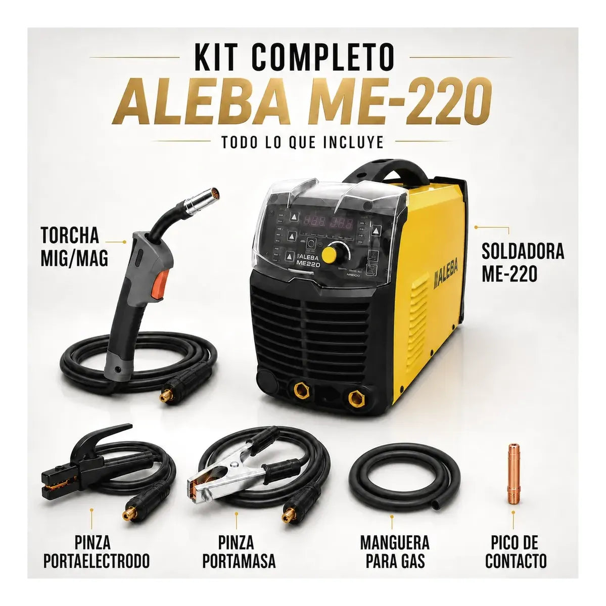 Soldadora Industrial 220A 4 EN 1 Mig + Mig Flux + Mma + Tig Aleba