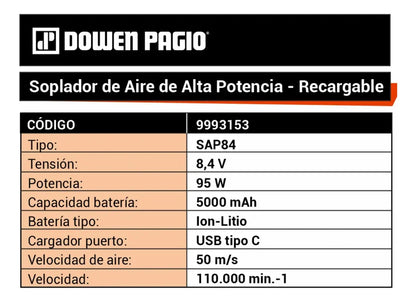 Soplador/Aspirador - Recargable Usb C- Dowen Pagio
