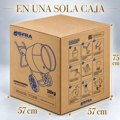 Hormigonera Desarmable Reforzada 130 Litros Motor 1 Hp Isfra