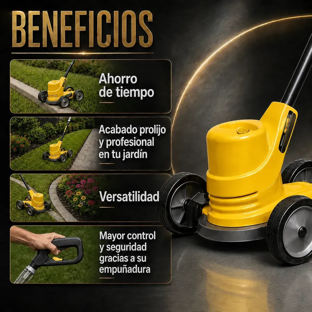 Bordeadora Eléctrica Aleba Con Carro Profesional 900w + Kit Jardinería