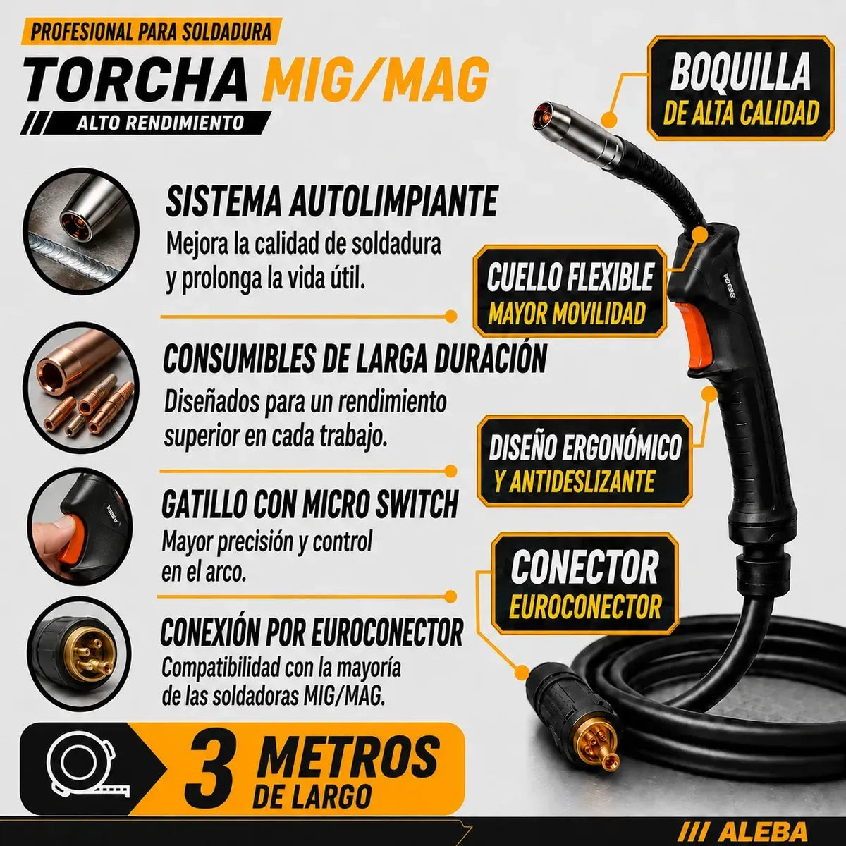 Combo Soldadora 200Ampers Aleba + Accesorios
