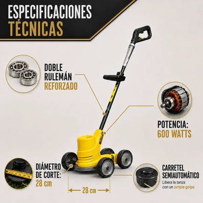 Bordeadora Eléctrica Aleba Con Carro Profesional 600w + Kit Jardinería