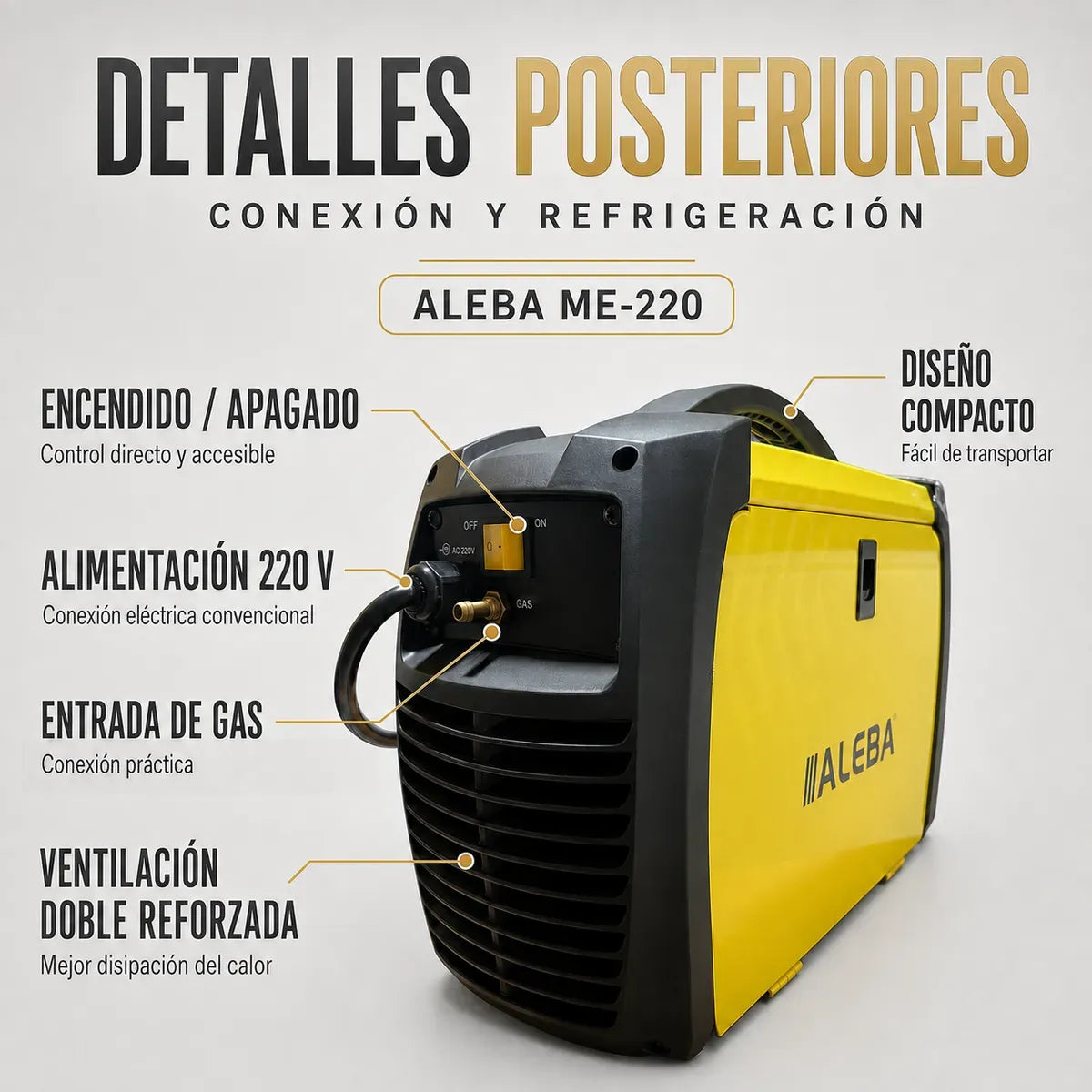 Soldadora Industrial 220A 4 EN 1 Mig + Mig Flux + Mma + Tig Aleba